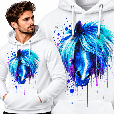 BLUZA Z KAPTUREM  ZWIERZĘTA  KOŃ